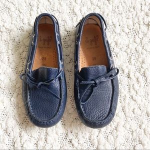 il gufo Navy Blue Leather Loafers Driving Moccasins, 28
